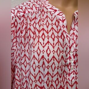 Yala NWT Organic Cotton Long Sleeve Tunic ikat Pink Blouse Size Large & Ex-Large